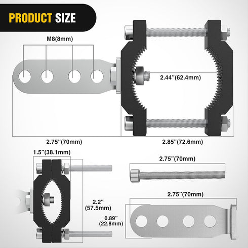 Nilight Motorcycle Light Bar Tube Clamp Bracket Fit from 0.7 to 2Inch Round Tube Mounting Brackets Offroad LED Light Pods Front Fork Lights Roof R...