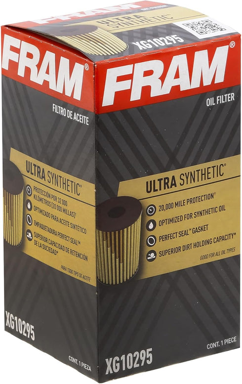 FRAM Ulta Synthetic Automotive Replacement Oil Filter, Designed for Synthetic Oil Changes Lasting up to 20k Miles, XG10295 (Pack of 1)...