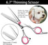Pink Dog Grooming Scissors with Safety Round Tip,Pet Grooming scissors Kit,Dog Shears for Grooming,Incude Thinning,Curved Grooming Scissors and Co...