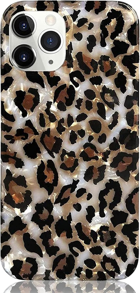 J.west Case Compatiable with iPhone 13 Pro 6.1 inch,Sparkly Animal Leopard Print Pattern Vintage Cheetah Glitter Translucent Clear Soft TPU Slim P...