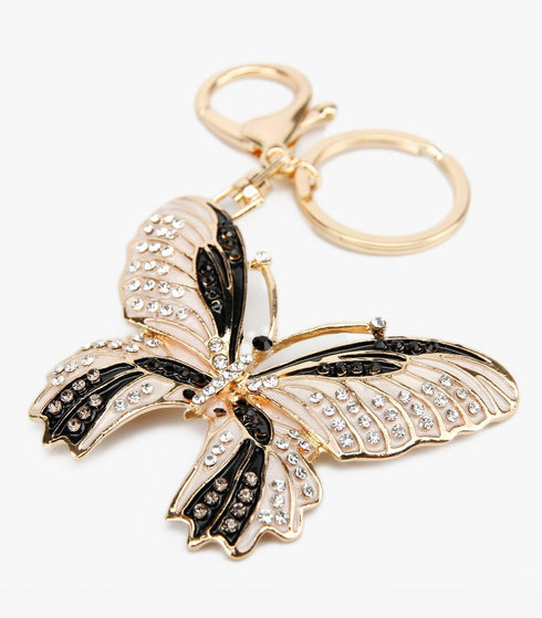Lucky Butterfly Colorful Opal Rhinestone Plating Women Car/Bag Keychain Purse Charm...