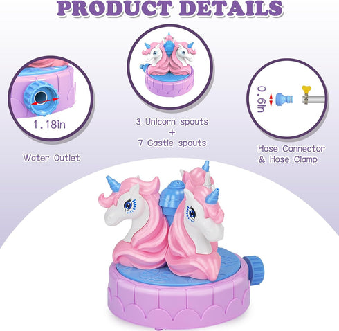 Sprinkler for Kids Outdoor Water Toys: Backyard Spinning Unicorn Toddler Sprinkler Toy - Summer Outside Toys Attaches to Garden Hose Splashing Fun...