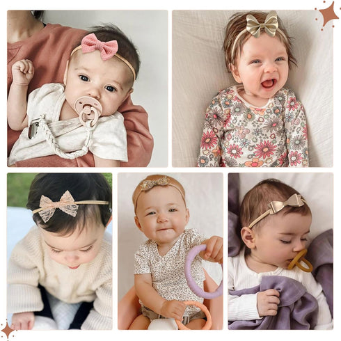 10 PCS Baby Girl Headbands and Bows Soft Elastic Nylon Hairbands Handmade Newborn Head Bands Hair Accessories for Babies Infant Toddler...