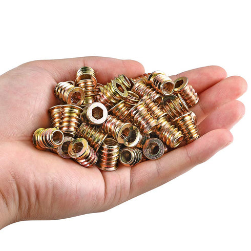 80 Pieces 1/4"-20 Wood Inserts Bolt Furniture Screw in Nut Threaded Fastener Connector Hex Socket Drive for Wood Furniture Assortment (1/4"-20 x15...