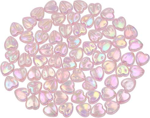 Tupalizy 100PCS Mini Acrylic Heart Beads 9mm AB Color Heart Charms for Jewelry Making Bracelets Necklaces Earrings Key Chains Accessories DIY Craf...