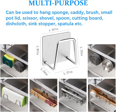 LYART 4Pcs Premium Sink Sponge Holder for Kitchen Sink Caddy Brush - SUS304 Stainless Steel Waterproof Rustproof Quick Drying Strong Self Adhesive...