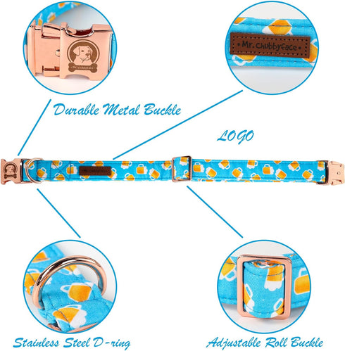 MR. CHUBBYFACE Spring Summer Dog Collar Cute Blue Beer Dog Collar Girl Boy Dog Collar for Small Medieum Large Dogs...
