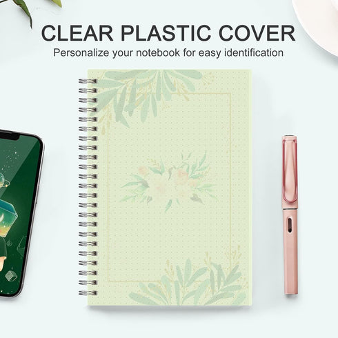 AHGXG Bullet Dotted Journal, 3 Pack Spiral Notebook A5, with 100GSM Thick Dot Grid Paper, Transparent Hardcover, Journal Stencils, 80 Sheets, 5.7"...