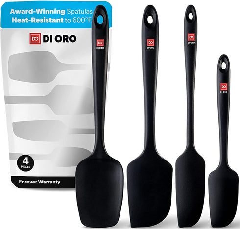 DI ORO Silicone Spatula Set - Rubber Kitchen Spatulas for Baking, Cooking, & Mixing - 600°F Heat-Resistant & BPA Free Silicone Scraper Spatulas fo...