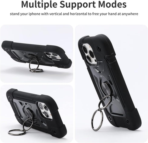 MARKILL Compatible with iPhone 13 Pro Max Case 6.7 Inch with Ring Stand, Heavy-Duty Military Grade Shockproof Phone Cover with Magnetic Car Mount ...