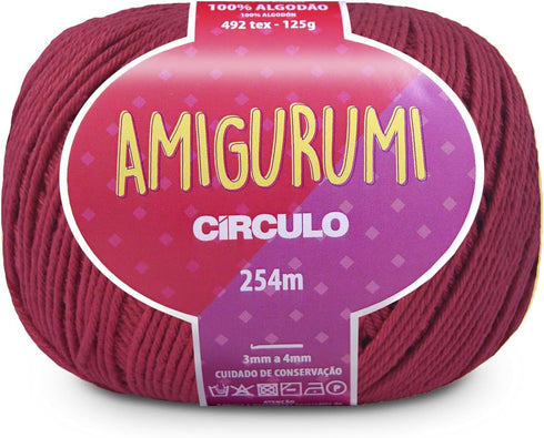 Circulo Amigurumi Yarn, 100% Mercerized Brazilian Virgin Cotton - Cotton Yarn for Crocheting and Knitting, Soft Yarn, Red Yarn Art - Sport Weight ...