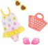 Glitter Girls – 14-inch Doll Clothes – 4Pcs Swimsuit Outfit – Sunny One-Piece & Beach Bag – Heart Sunglasses & Pink Sandals – 3 Years+ – Splish, S...