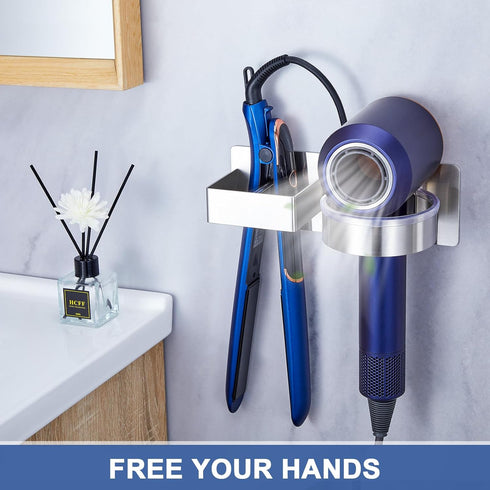 Hair Dryer Holder Wall Mounted, Hair Tool Organizer for Bathroom, Adhesive Blow Dryer Holder, Stainless steel Hair Dryer Hanger Hair Straightener ...