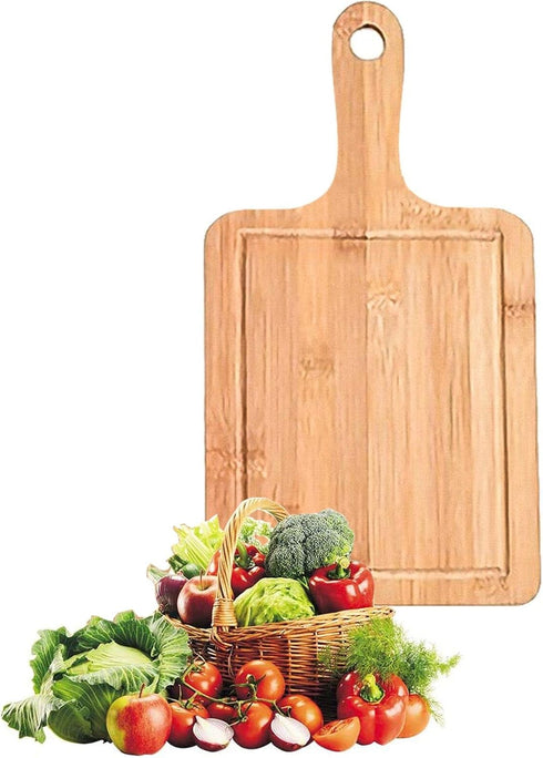 Bamboo Cutting Board,Meat Chopping Boards,Pizza Peel Paddle with Handle for Homemade Baking Pizza Bread Cake Fruit Vegetables (Large square -Board...