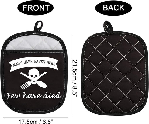 Funny Baking Oven Pads Pot Holder with Pocket for Baker Many Have Eaten Here Few Have Died (Few Have Died)...