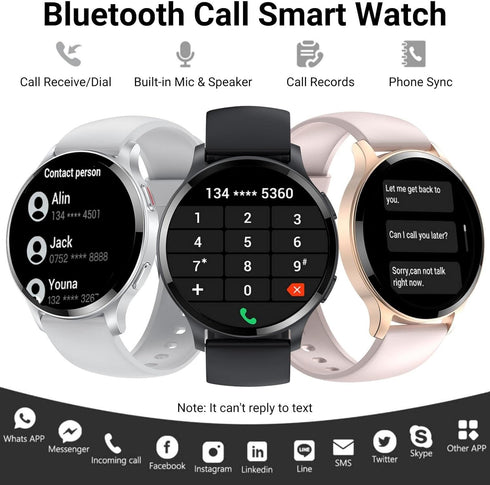Smart Watches for Women Men (Call Receive/Dial), 1.5" Smartwatch with Call/Text/Heart Rate/Sleep/Calories Counter Game, IP68 Waterproof Fitness Tr...