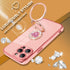 Compatible with iPhone 15 Pro Max Case with Stand, Luxury Cute Bling Double Ring Heart Kickstand Women Girls, Shockproof Soft TPU Plating Protecti...