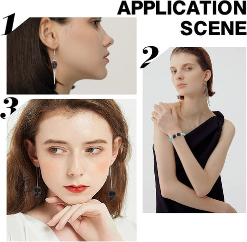 SUNNYCLUE 1 Box 200Pcs Skull Beads Turquoise Bead Skeleton Head Beads Halloween Gothic Beads Loose Spacer Bead for Jewelry Making Beading Kit Synt...