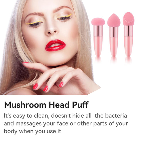3 Pcs Makeup Foundation Sponge Pink Beauty Blender Sponge Makeup Sponge Cosmetic Powder Puff Concealer Face Brush with Handle Beauty Sponge Applic...