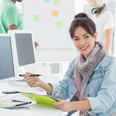 Zonon 12 Pieces Inspirational Motivational Quotes Ballpoint Pens with Stylus Tip Fine Point Smooth Writing Pens Metal Black Ink Pens Stylus Pen Se...