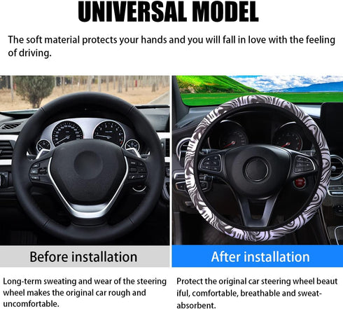 Soft Steering Wheel Cover, 15 Inch Elastic Steering Wheel Protector for Women Girl, Anti-Slip Steering Wheel Vehicle Interior Accessories for Cars...
