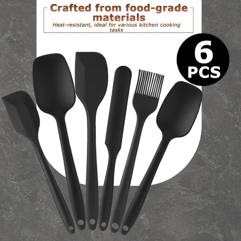 HANSGO 6PCS Silicone Spatula Set, Rubber Spatula High Heat-Resistant One Piece Seamless Design Cooking Spatulas Kitchen Utensils Set for Kitchen C...