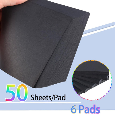 TINNIVI 6 Pads Black Sticky Notes, Large Sticky Notes 4 x 6 Inch, Post It Notes with 2 Metallic Pens, Black Self-Stick Note Pads for Teacher Stude...