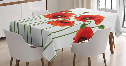 Ambesonne Floral Tablecloth, Poppies of Spring Season Pastoral Flowers Botany Bouquet Field Nature Theme Art, Rectangular Table Cover for Dining R...