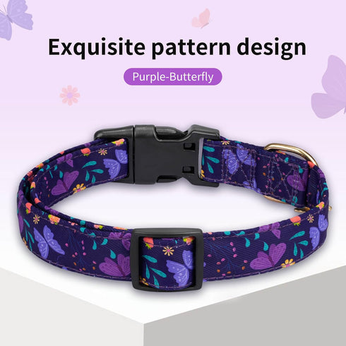 Dog Collars with Buckle Adjustable for Cute Girl Female Boy Dogs,Special Soft and Fancy Dog Pet Collar with Flower Design for Small Medium Large D...