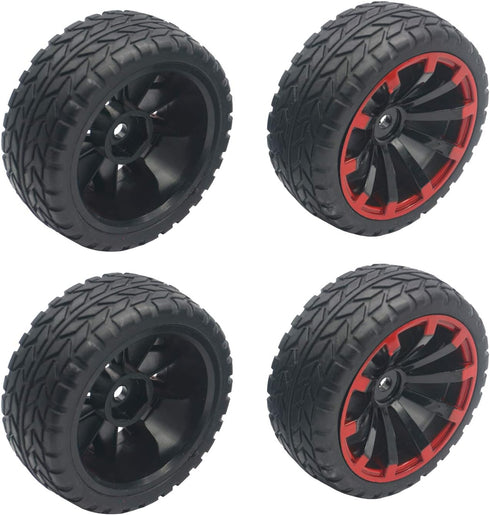 4Pack ShareGoo OD 2.55" 12mm Hex Wheel Rims & Rubber Tires Set Compatible with HSP Redcat HPI Tamiya 1/10 RC On-Road Touring Drift Car...
