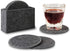 Drink Coasters Set of 6 with Holder - Dark Gray Round Water Absorption Felt Mat, Prevent Furniture from Dirty and Scratched, Suitable for Kinds of...