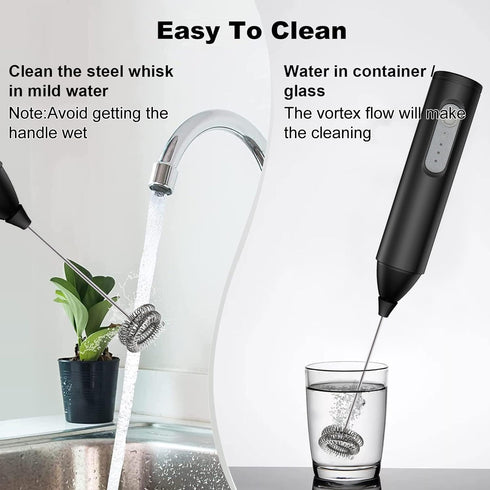 Rechargeable Milk Frother Handheld, Electric Drink Mixer with USB-C and Stainless Steel Whisk, Foam Maker for Lattes, Matcha, Cappuccino, Frappes,...
