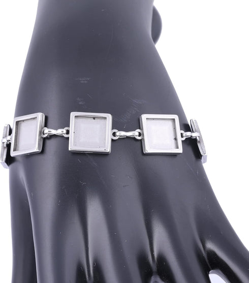 Reidgaller 5pcs Stainlesss Steel Bracelet Making Kit Fit 10mm Square Cabochon Bracelet Bezel Tray Blanks DIY Jewelry Accessories...