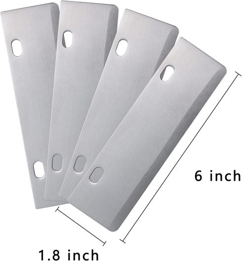 DELFINA 4 Pcs Grill Scraper Blade Replacement, Stainless Steel Outdoor Barbecue Cleaning Tools, Heavy Duty Accessories for BBQ...