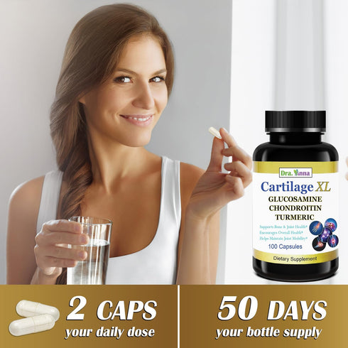 Cartilage XL Plus Glucosamine, Chondroitin & Turmeric. Joint Support Supplement. Antioxidant Properties. 100 Capsules...
