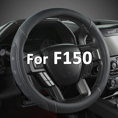 GIANT PANDA Car Steering Wheel Cover for Ford - F150 F250 F350 Expedition, (15.5-16 inches - Black+Gray Line)...