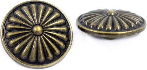 Bezelry 10 Pieces Flower Shield Metal Shank Buttons. 23mm (7/8 inch) (Antique Brass)...