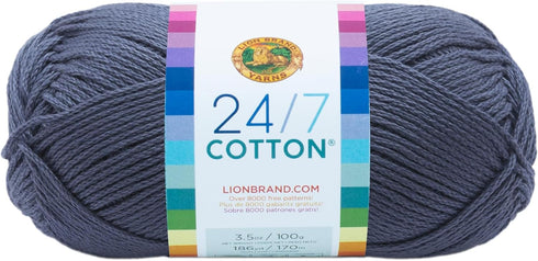 Lion Brand Yarn (1 Skein) 24/7 Cotton® Yarn, Denim, 558 Foot (Pack of 1)......