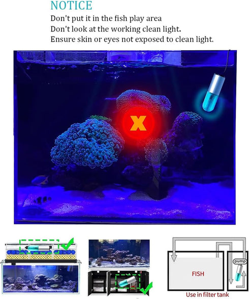Aquarium Blue Light, 3W Submersible Aquarium Light, Fish Tank Light with Timer, Submersible Waterproof Lamp for Filter Tank Sump Swim Pool...