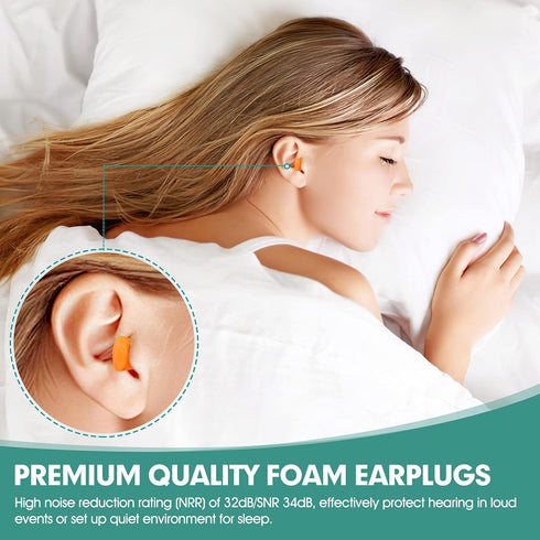 100 Pairs Earplugs for Noise Canceling Ear Plugs for Sleep Work Snoring Sound Canceling Blocking Construction Loud Noise Reducing Soft Foam Earplu...