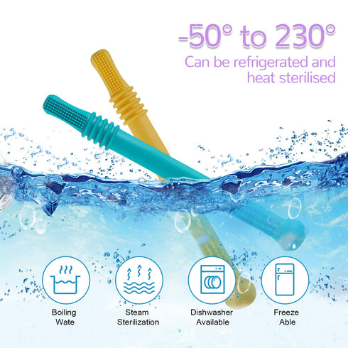 Hollow Teether Tubes, 6 Pack Chew Straw Toy for Infant Toddlers Silicone Teething Toys for Babies, 0-6 Months 6-12 Months BPA Free/Freezable/Dishw...