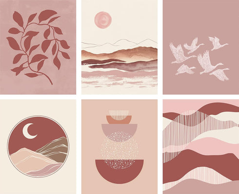 Boho Wall Decor Art Prints 8x10 set of 6 Boho Posters, Modern Prints for Wall Art, Southwestern Desert Bedroom Decor...