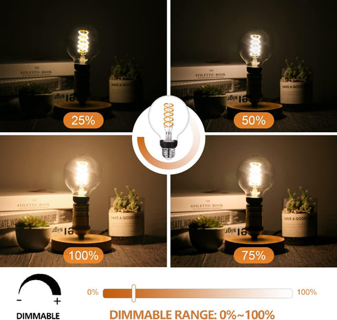 G80(G25) LED Edison Bulbs 60 Watt Equivalent, High Brightness Warm White 2700K Clear Glass Globe Light Bulb, Dimmable Antique LED Filament Bulbs, ...