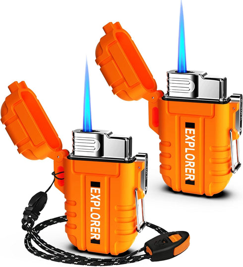 Torch Lighter, 2 Pack Butane Lighter, Windproof Outdoor Gas Lighter Adjustable Jet Flame Lighters, Fireplace Fireworks Grill Camping BBQ Lighter, ...