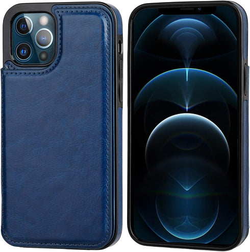 ONETOP Compatible with iPhone 12 Compatible with iPhone 12 Pro Wallet Case with Card Holder, PU Leather Kickstand Card Slots Case, Double Magnetic...