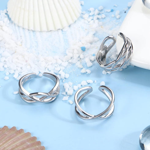 Florideco 3Pcs S925 Sterling Silver Toe Rings for Women Open Toe Rings Comfort-Fit Adjustable Toe Rings Celtic Knot Turquoise Finger Foot Jewelry ...