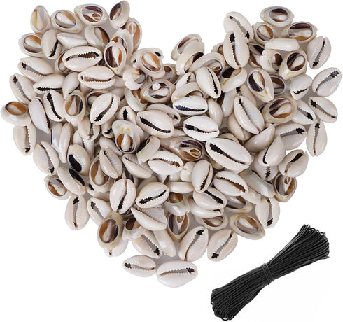 120 PCS Grey 0.71"-0.79" ?18-20mm? Natural Strong Cowrie Shell Beads Smooth Cut Oval Seashells, Beach Seashells with Big Hole for DIY Craft Jewelr...