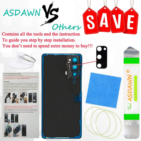 Galaxy S20 FE Rear Glass Replacement Back Cover w/Pre-Installed Camera Lens + All The Adhesive + Installation Manual + Tools for Samsung Galaxy S2...