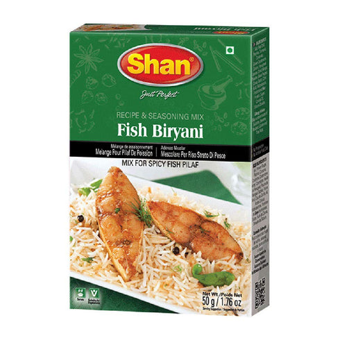 Shan Fish Biryani Recipe and Seasoning Mix 1.76 oz (50g) - Spice Powder for Spicy Fish Layered Pilaf - Suitable for Vegetarians - Airtight Bag in ...