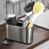 Dish Soap Dispenser with Sink Caddy Kitchen Sink Organizer with Sponge Holder Brush Holder for Countertop, Stainless Steel...